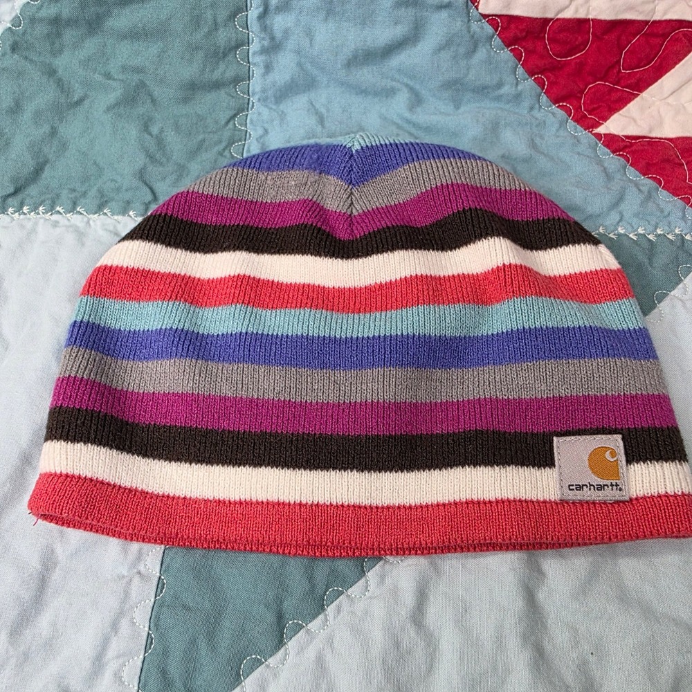 Carhartt Kids Multi-Color Striped Fleece Lined Beanie Hat
